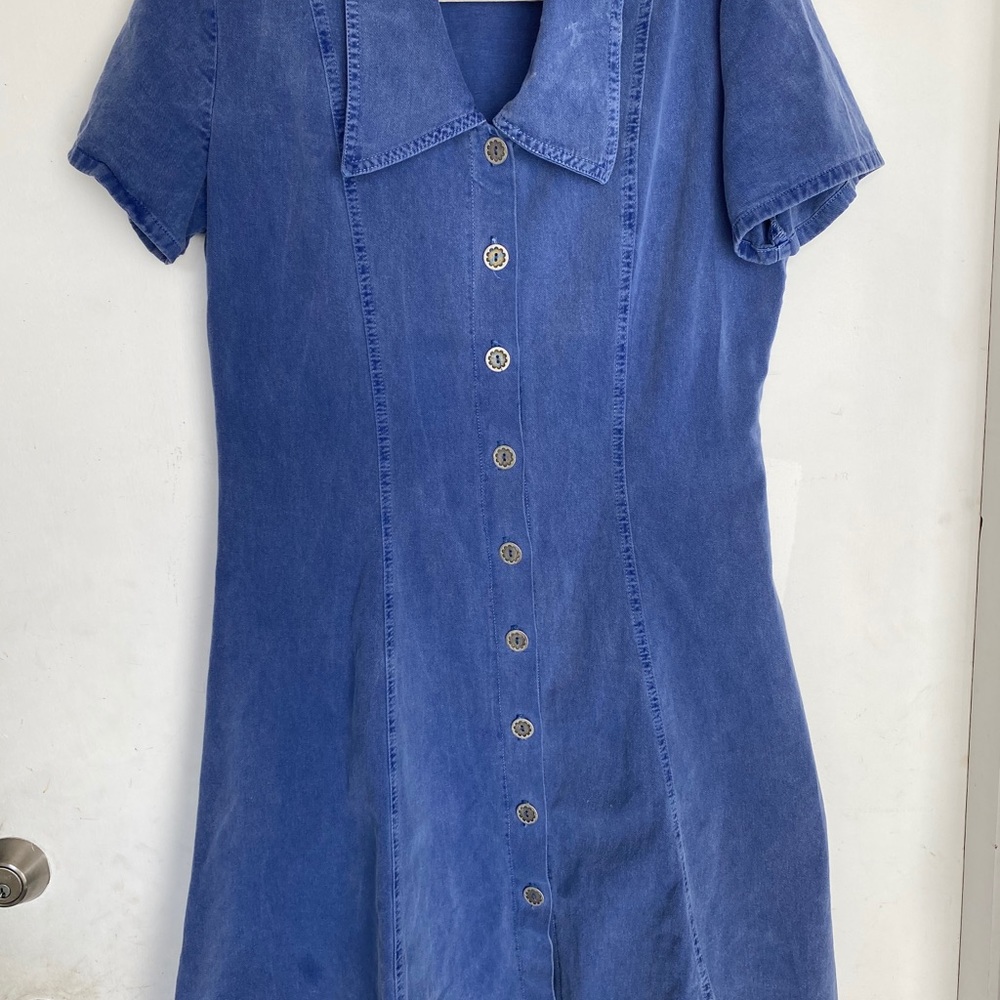 Vintage jean dress large butterfly collar